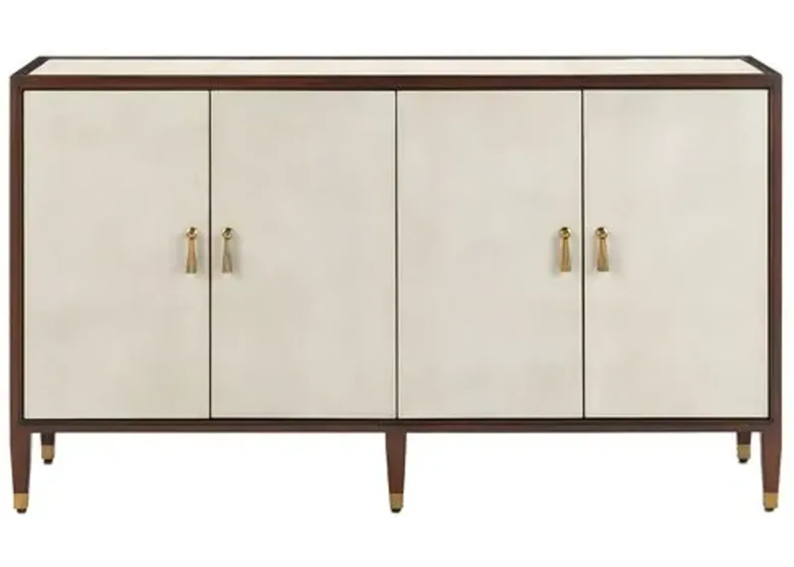 Evie Credenza - Ivory/Dark Walnut/Brass - Currey & Company