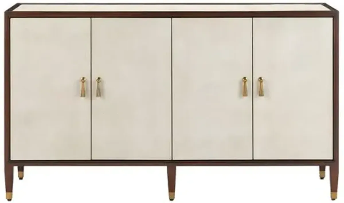 Evie Credenza - Ivory/Dark Walnut/Brass - Currey & Company