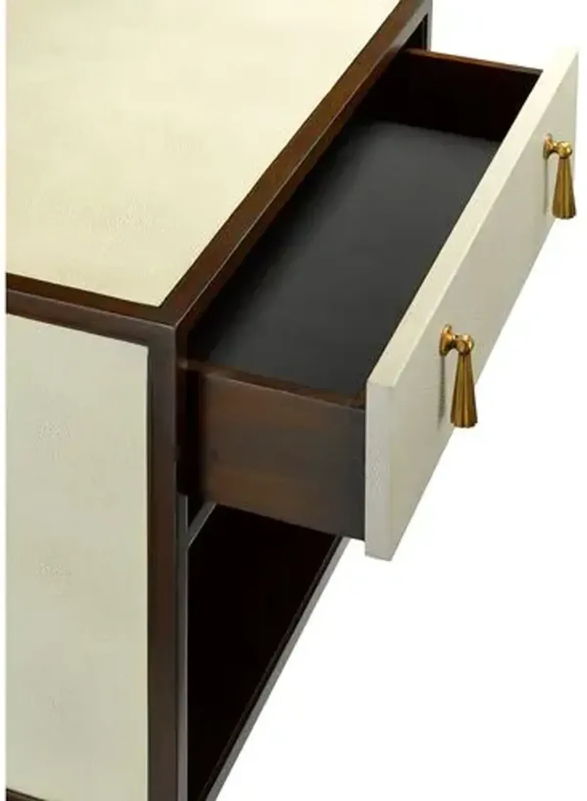 Evie Shagreen Nightstand - Ivory/Dark Walnut/Brass - Currey & Company