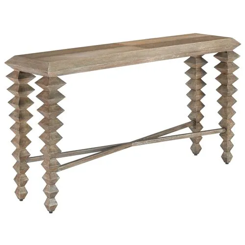 Saranya Console Table - Light Pepper - Currey & Company - Brown