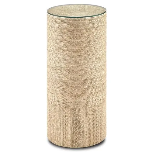 Macati Rope Accent Table - Natural - Currey & Company - Brown - 26.25H x 12W x 12D in