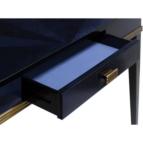 Kallista Writing Desk - Dark Sapphire/Caviar Black - Currey & Company - Blue