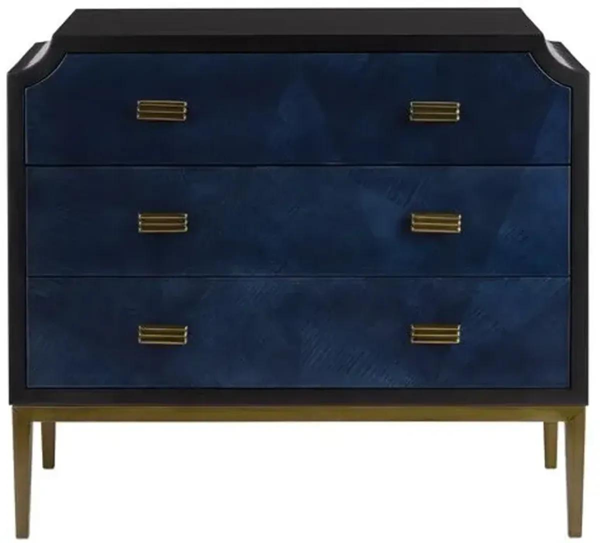 Kallista Chest - Dark Sapphire/Caviar Black - Currey & Company - Beige