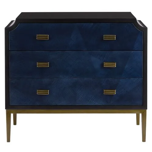 Kallista Chest - Dark Sapphire/Caviar Black - Currey & Company - Beige