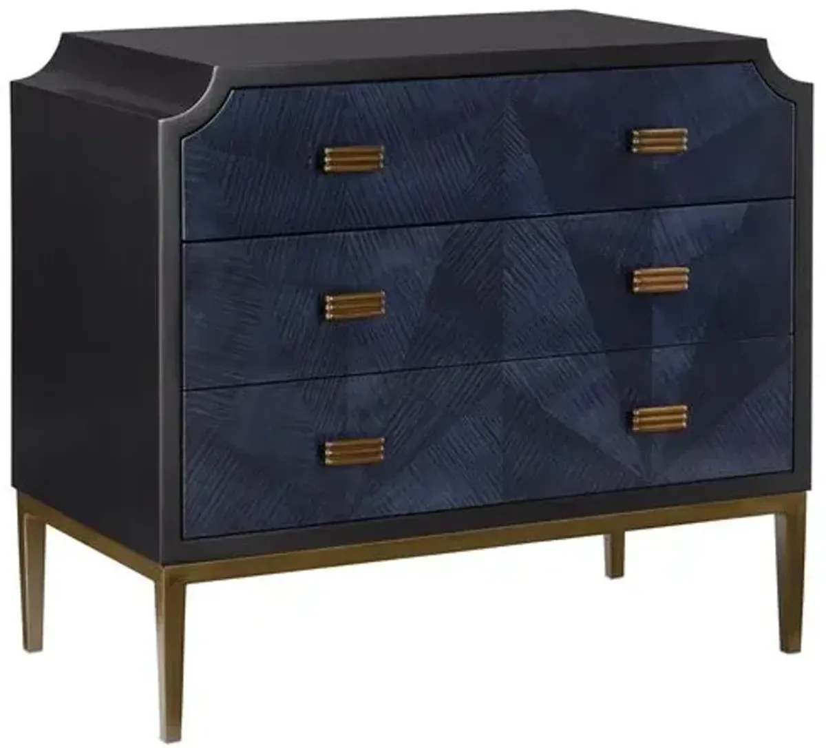 Kallista Chest - Dark Sapphire/Caviar Black - Currey & Company - Beige