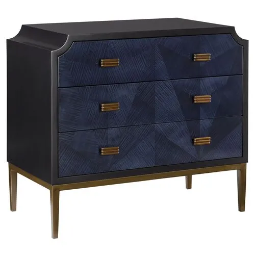 Kallista Chest - Dark Sapphire/Caviar Black - Currey & Company - Beige