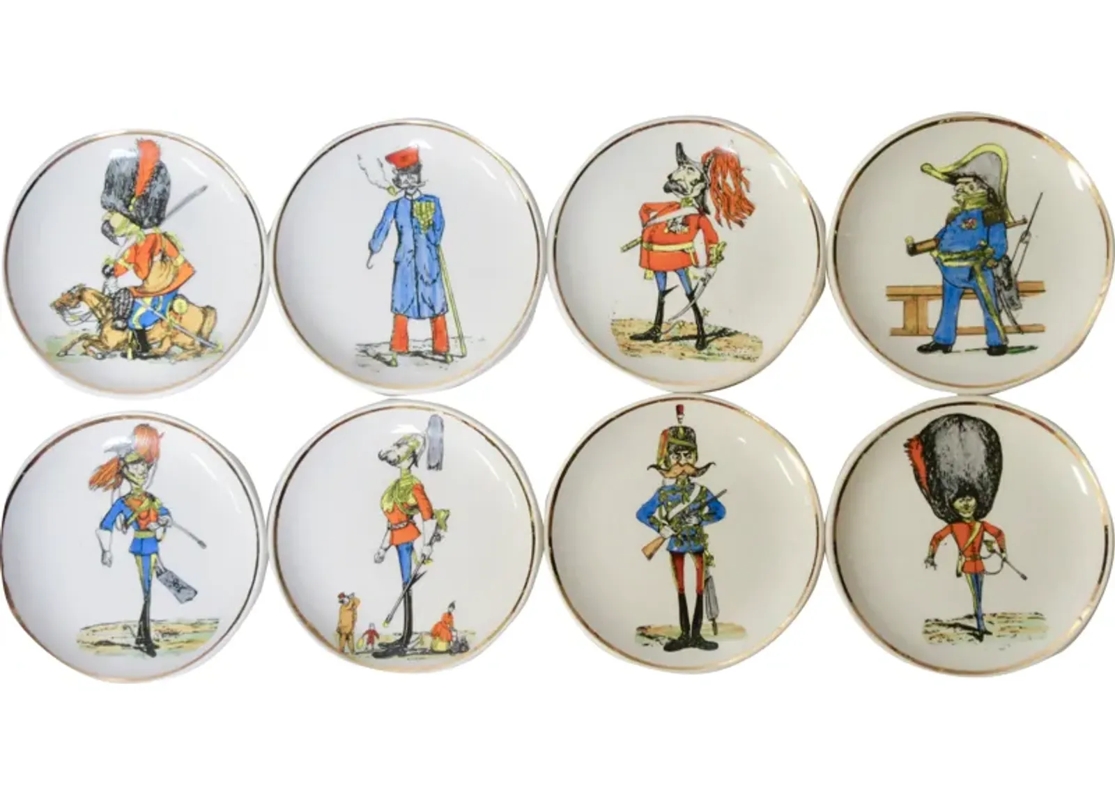 Fornasetti-Style Italian Coasters Set of 8 - The Emporium Ltd. - White