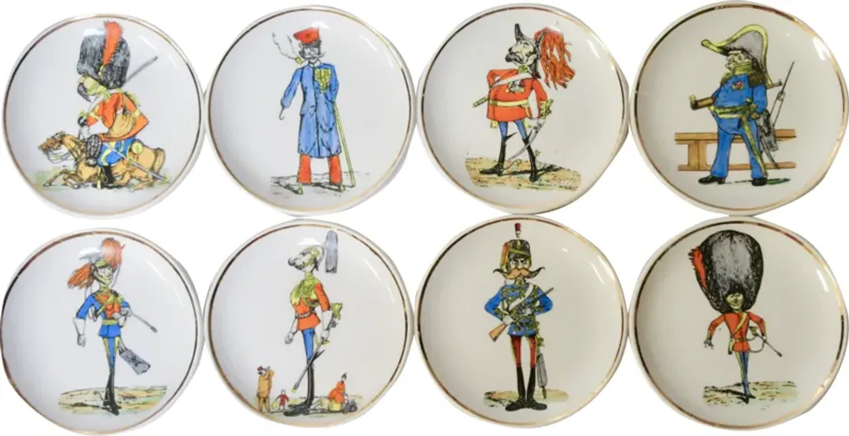 Fornasetti-Style Italian Coasters Set of 8 - The Emporium Ltd. - White