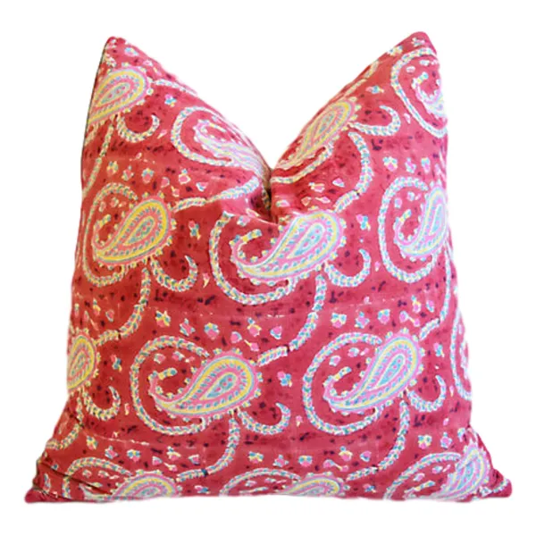 Pink & Red Chinoiserie Batik Pillow