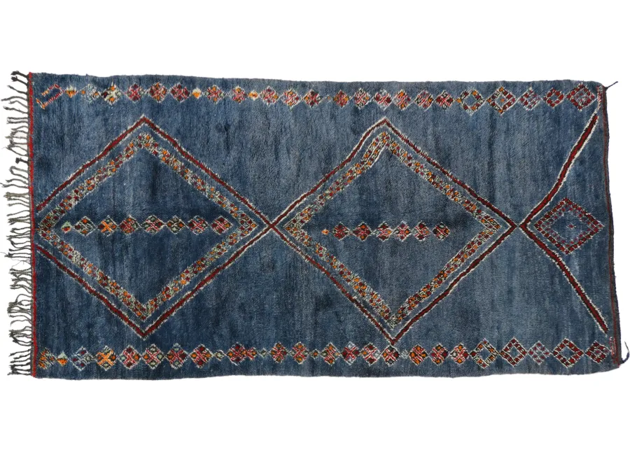 Beni M'Guild Moroccan Rug - 05'06 x 10'09 - Esmaili Rugs & Antiques - blue - blue