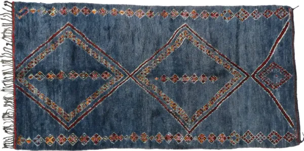 Beni M'Guild Moroccan Rug - 05'06 x 10'09 - Esmaili Rugs & Antiques - Blue - Blue