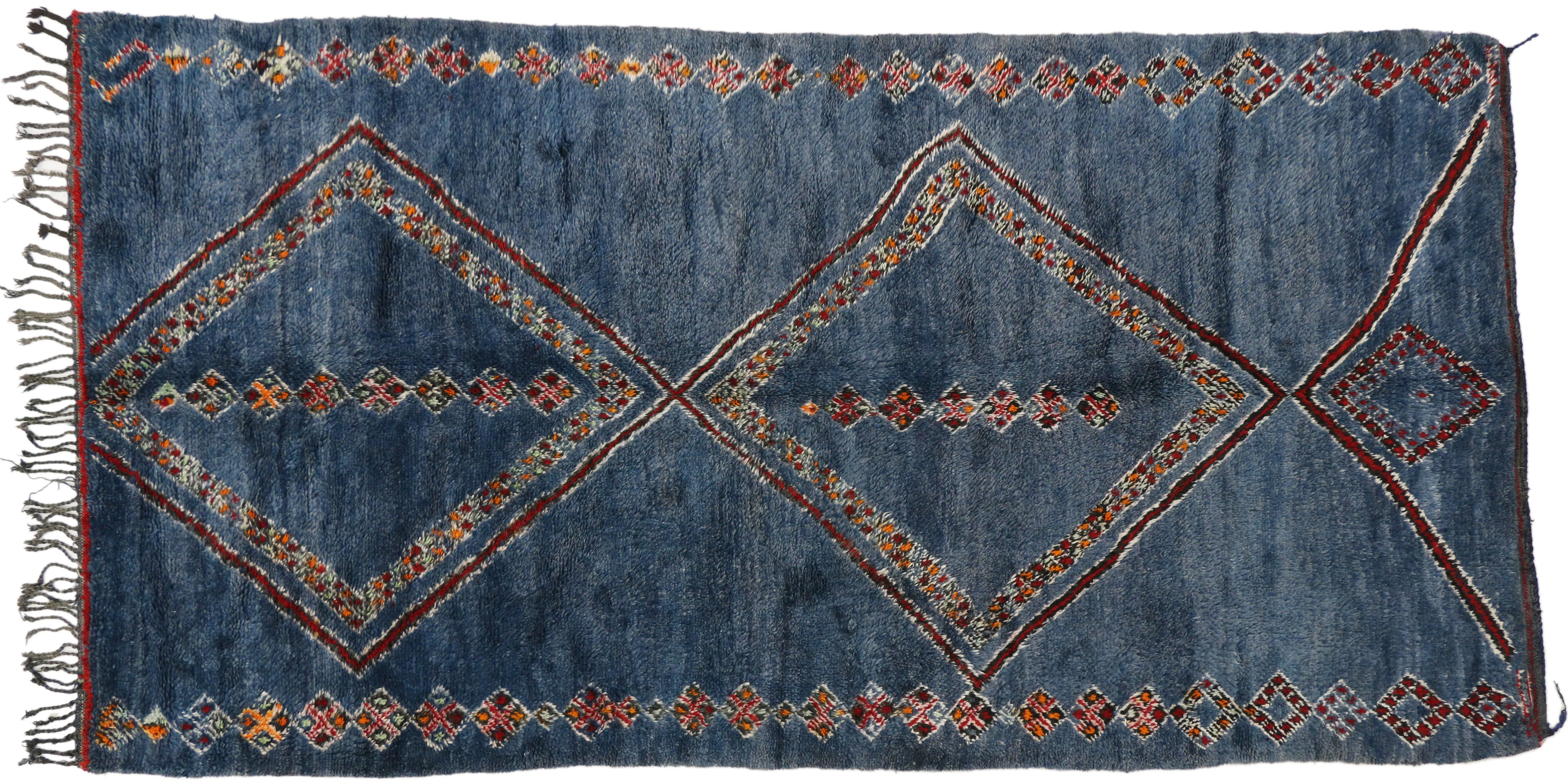 Beni M'Guild Moroccan Rug - 05'06 x 10'09 - Esmaili Rugs & Antiques - blue - blue