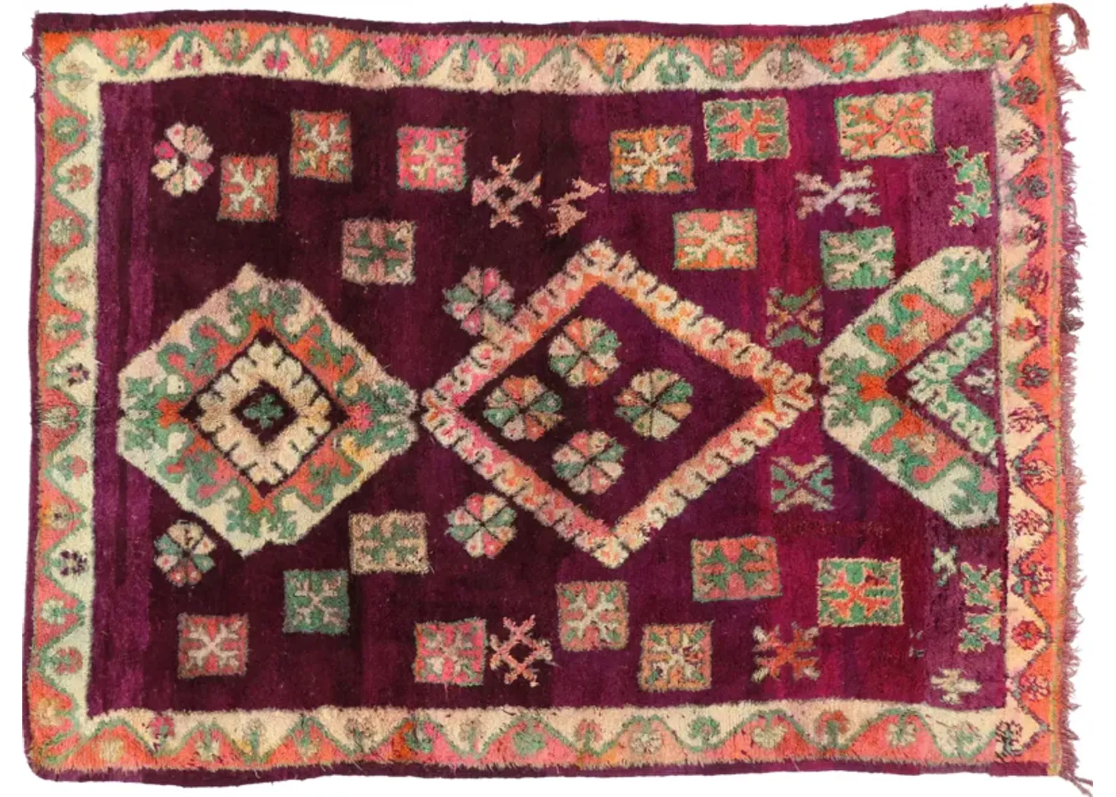 Vintage Moroccan Rug - 06'09 x 09'02 - Esmaili Rugs & Antiques - Pink - Pink