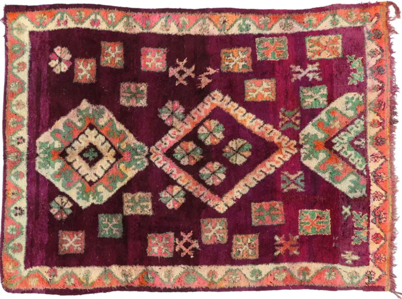 Vintage Moroccan Rug - 06'09 x 09'02 - Esmaili Rugs & Antiques - Pink - Pink