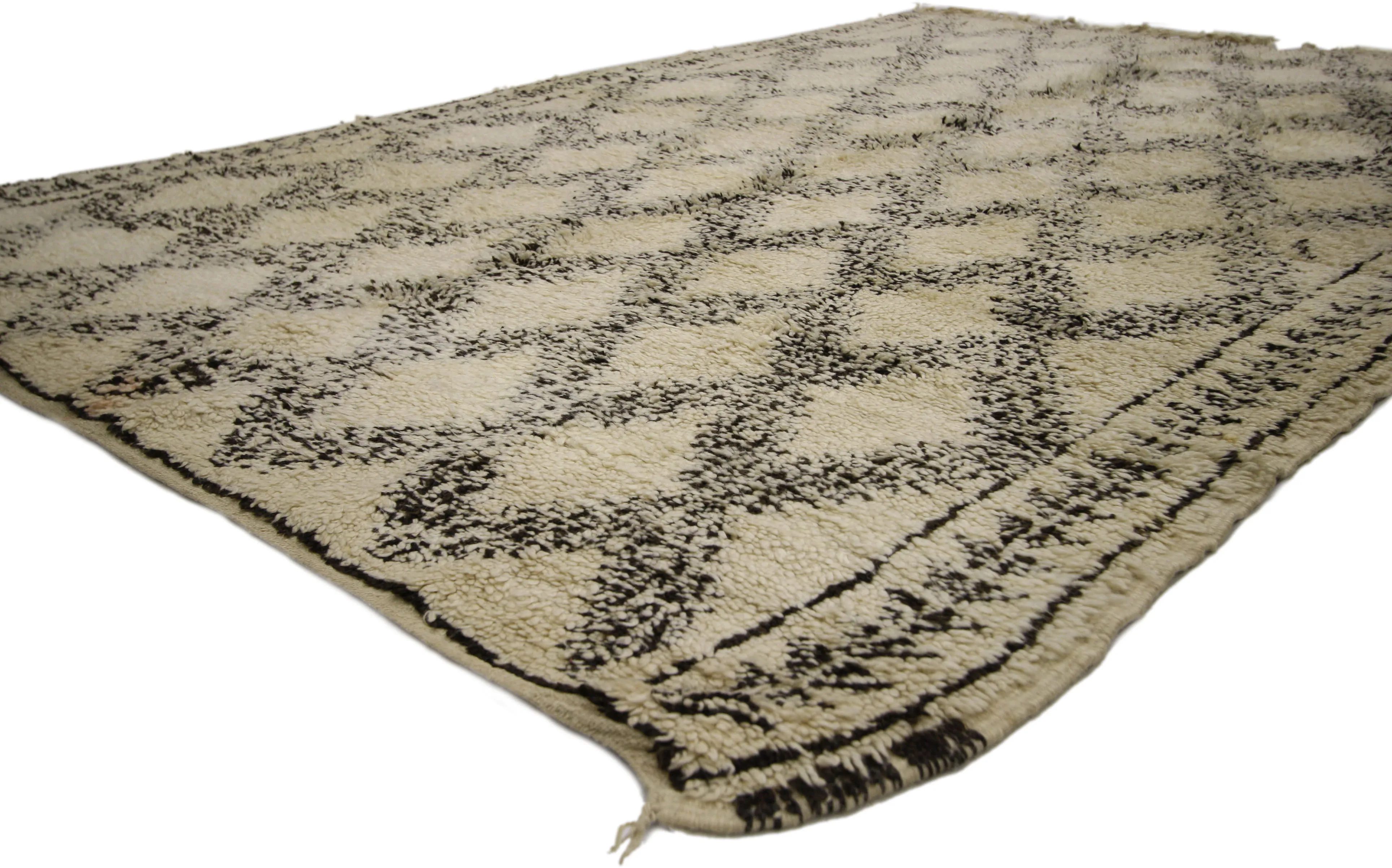 Beni Ourain Moroccan Rug - 06'01 x 08'06 - Esmaili Rugs & Antiques - Black - Black