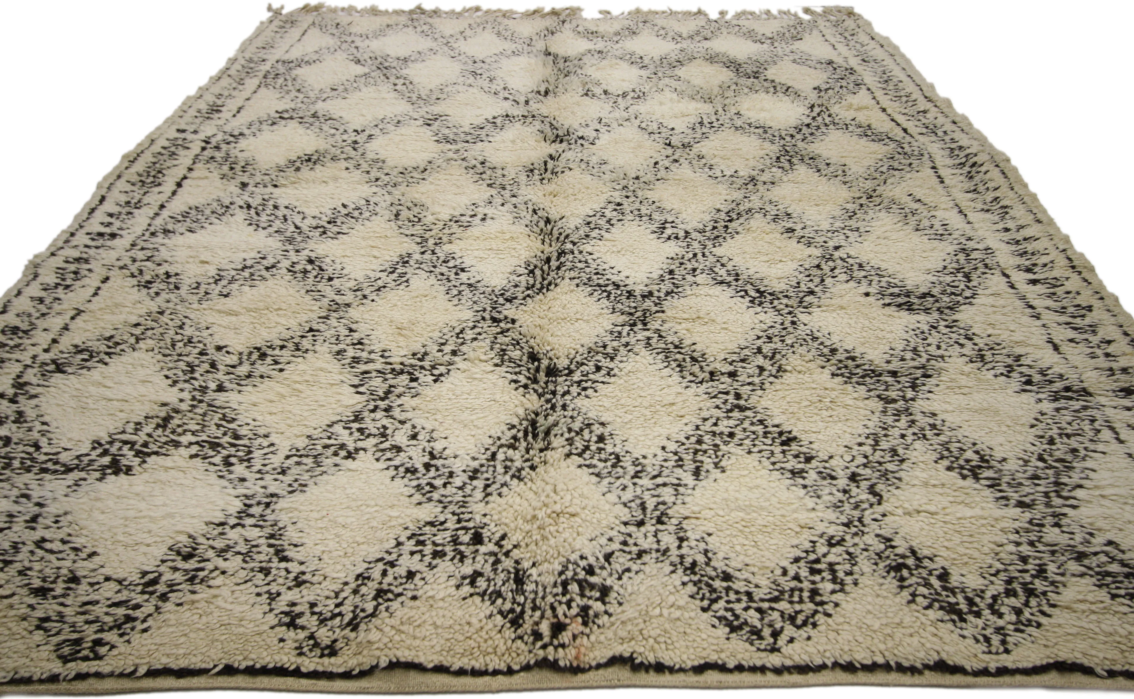 Beni Ourain Moroccan Rug - 06'01 x 08'06 - Esmaili Rugs & Antiques - Black - Black