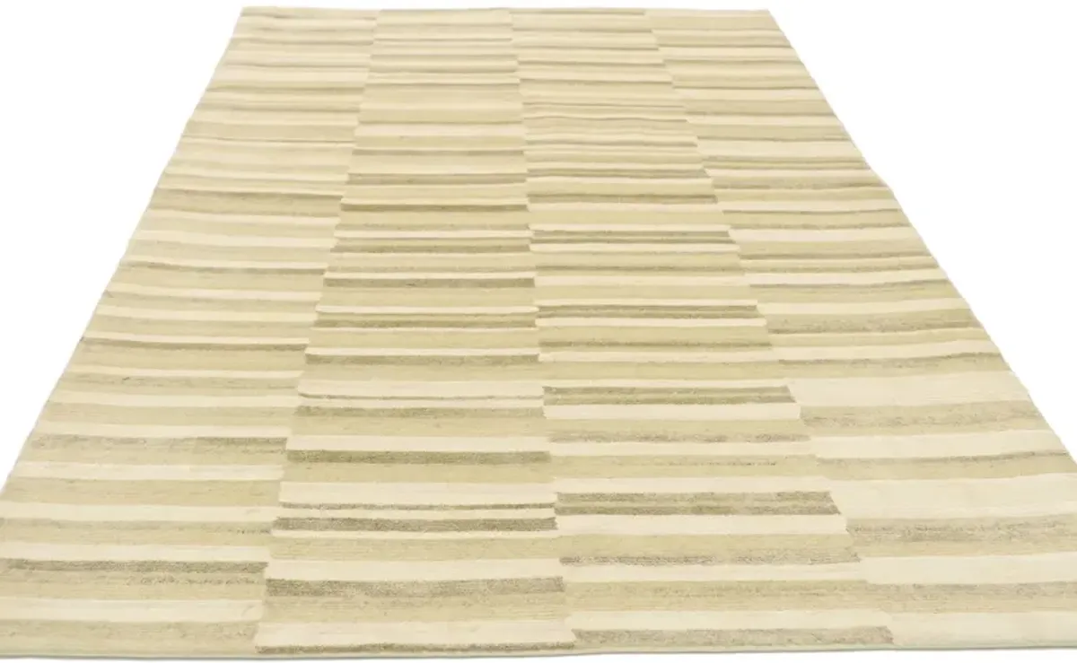 Transitional Striped Rug - 03'09 x 05'10 - Esmaili Rugs & Antiques - Beige - Beige