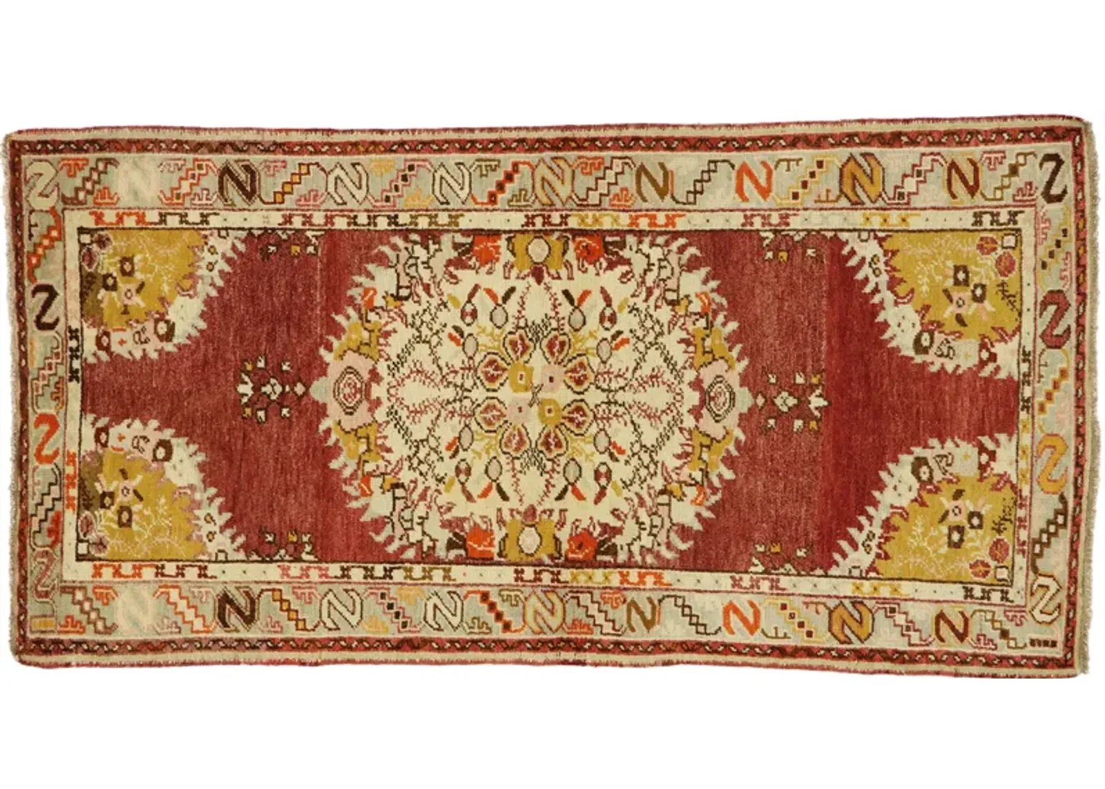 Vintage Oushak Rug - 03'05 x 06'09 - Esmaili Rugs & Antiques - Red - Red