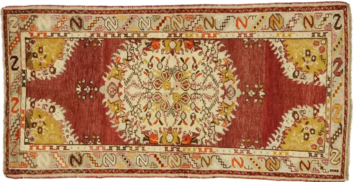 Vintage Oushak Rug - 03'05 x 06'09 - Esmaili Rugs & Antiques - Red - Red