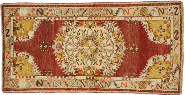 Vintage Oushak Rug - 03'05 x 06'09 - Esmaili Rugs & Antiques - Red - Red