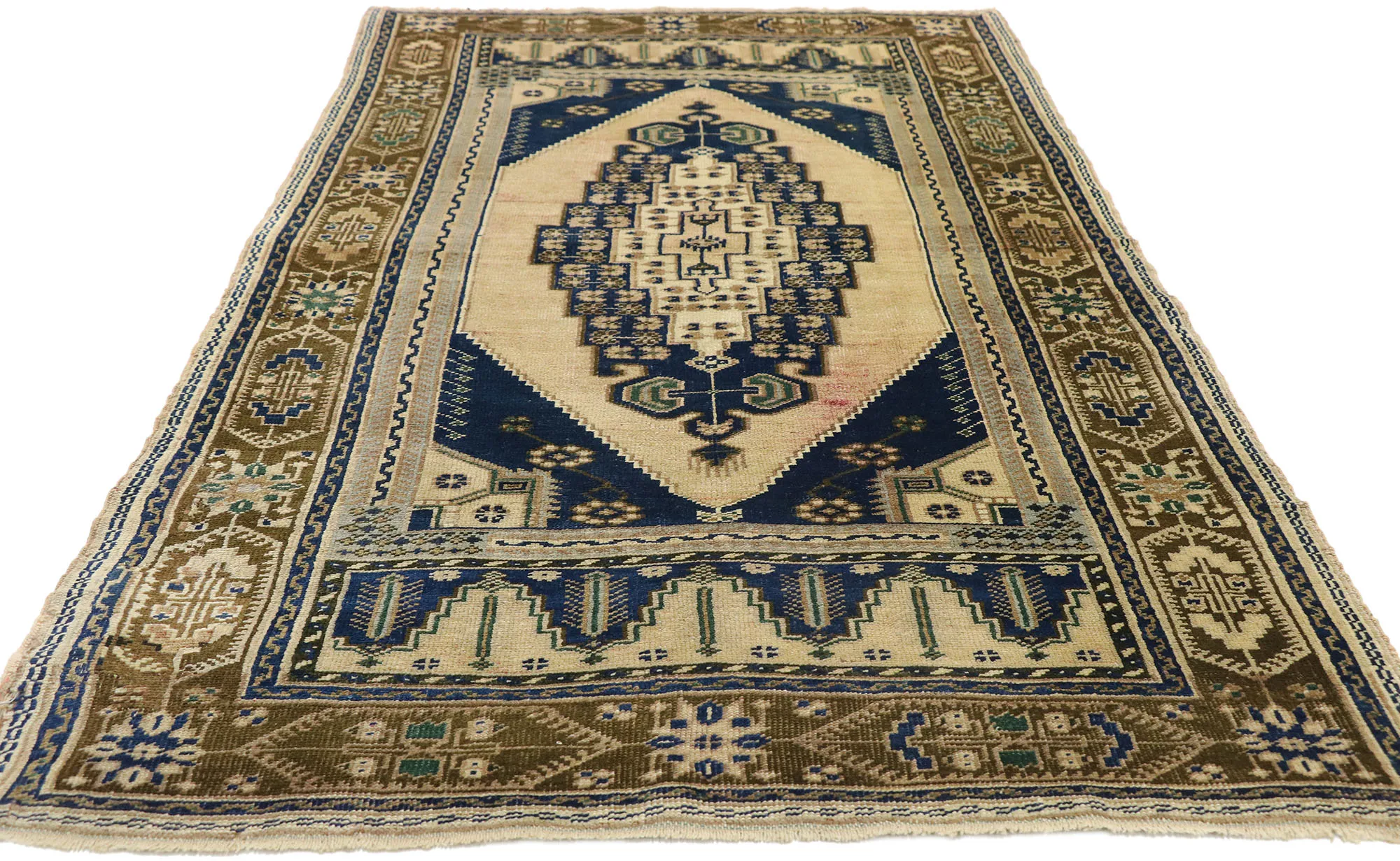 Turkish Oushak Rug - 03'07 x 06'10 - Esmaili Rugs & Antiques - Beige - Beige