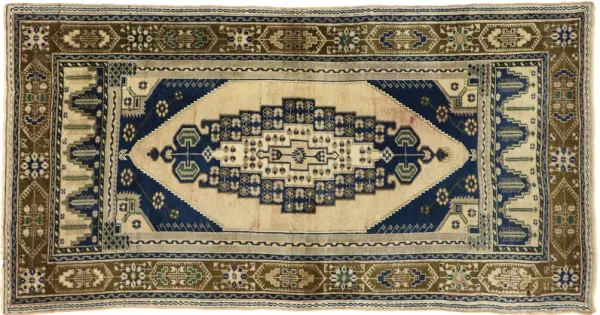 Turkish Oushak Rug - 03'07 x 06'10 - Esmaili Rugs & Antiques - Beige - Beige