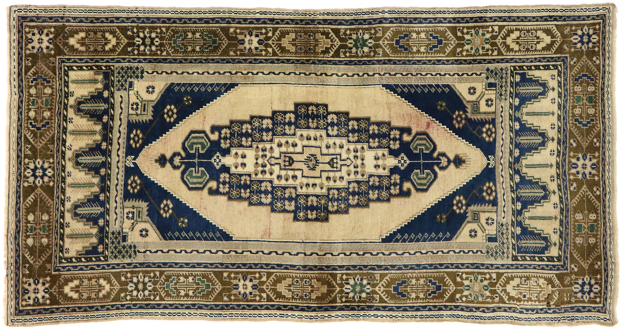 Turkish Oushak Rug - 03'07 x 06'10 - Esmaili Rugs & Antiques - Beige - Beige