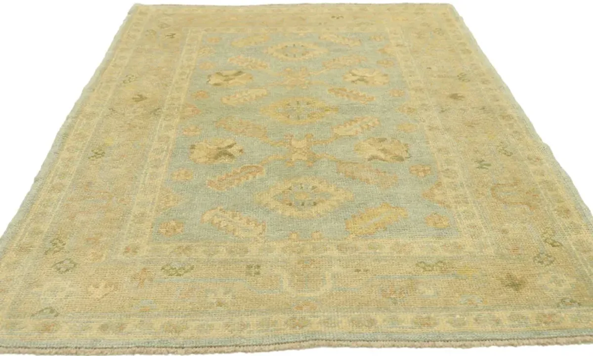 Turkish Oushak Rug - 04'00 x 05'05 - Esmaili Rugs & Antiques - green - green