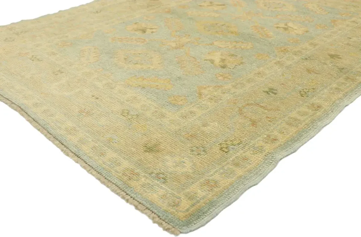 Turkish Oushak Rug - 04'00 x 05'05 - Esmaili Rugs & Antiques - green - green