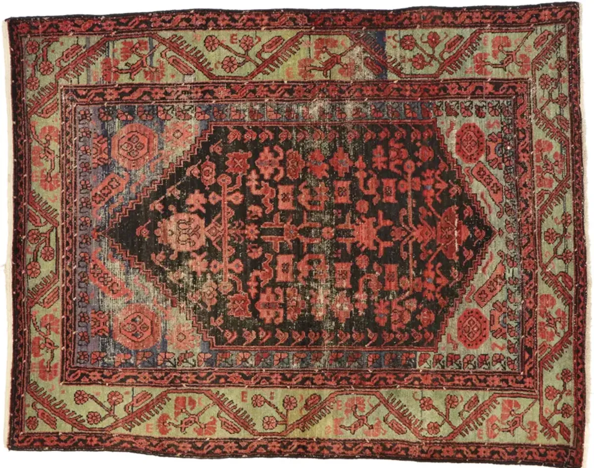 Distressed Oushak Rug - 4'8" x 6' - Esmaili Rugs & Antiques - Red - Red