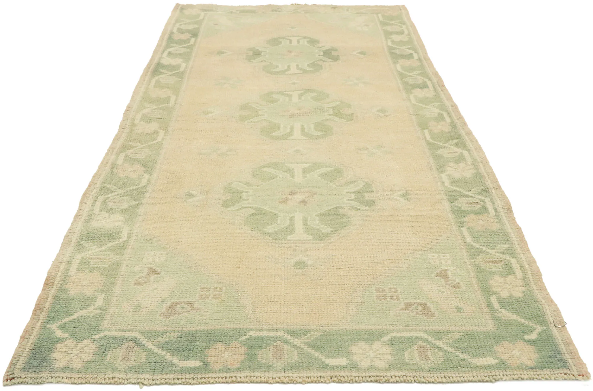 Vintage Oushak Runner - 02'11 x 06'10 - Esmaili Rugs & Antiques - Green - Green