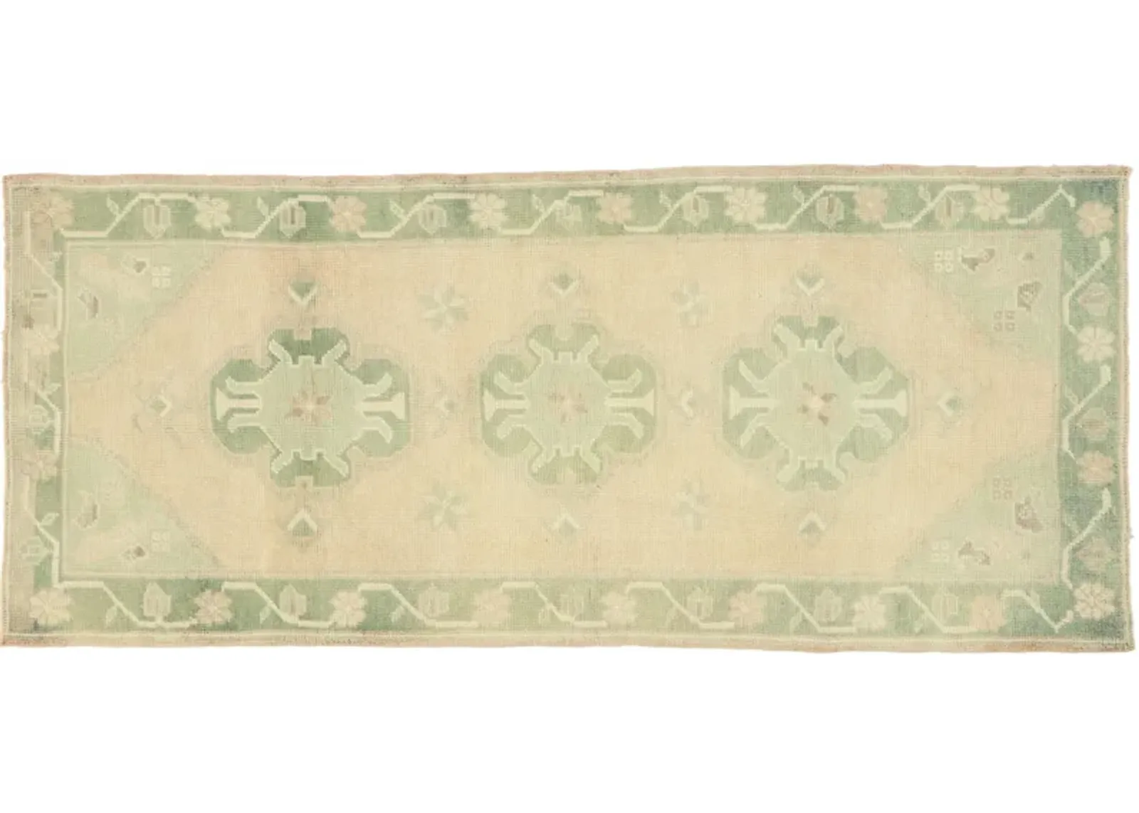 Vintage Oushak Runner - 02'11 x 06'10 - Esmaili Rugs & Antiques - Green - Green