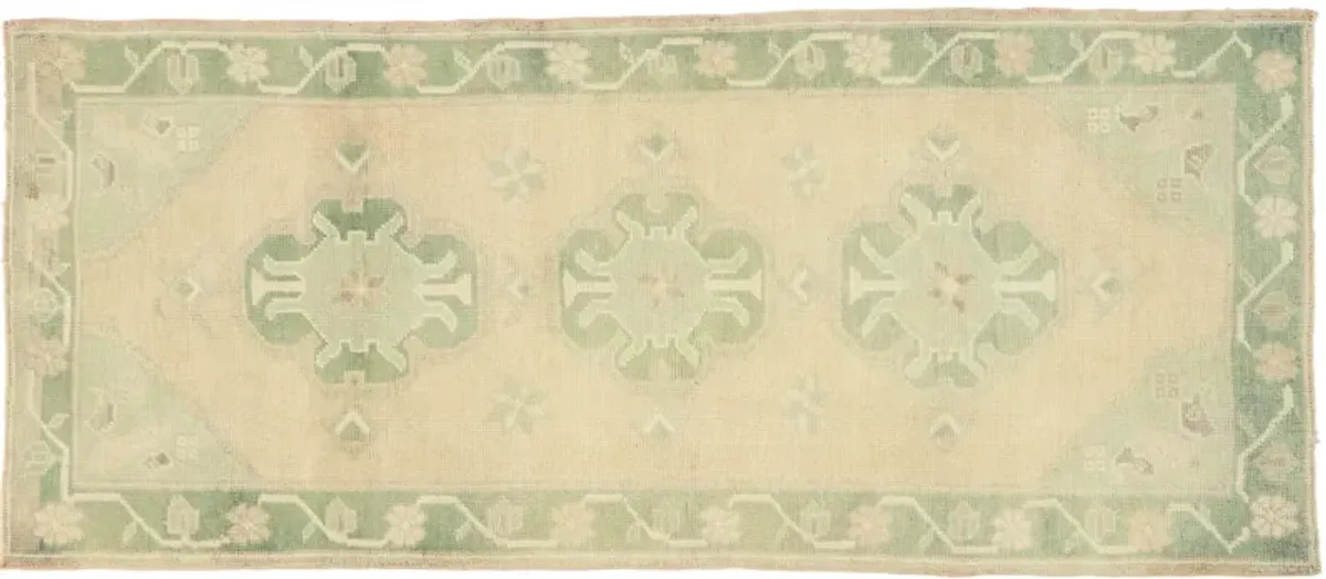 Vintage Oushak Runner - 02'11 x 06'10 - Esmaili Rugs & Antiques - Green - Green