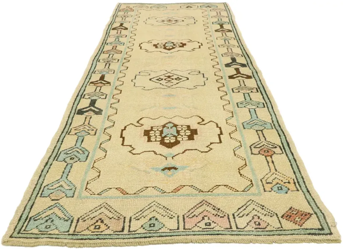 Vintage Oushak Runner - 03'01 x 09'11 - Esmaili Rugs & Antiques - Beige - Beige