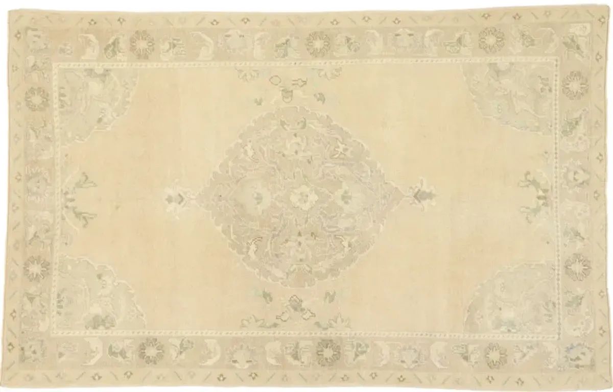 Vintage Oushak Rug - 04'09 x 07'05 - Esmaili Rugs & Antiques - Beige - Beige