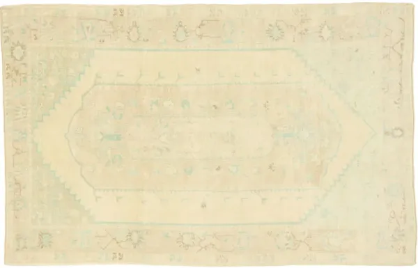 Vintage Oushak Rug - 05'09 x 08'10 - Esmaili Rugs & Antiques - Beige - Beige