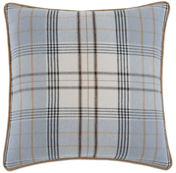 Caleb 20x20 Plaid Pillow, Blue/Stone