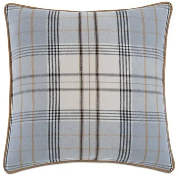 Caleb 20x20 Plaid Pillow - Blue/Stone - Eastern Accents