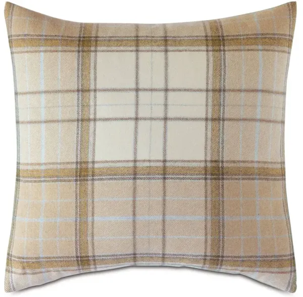 Caleb 20x20 Plaid Pillow, Tan/Beige