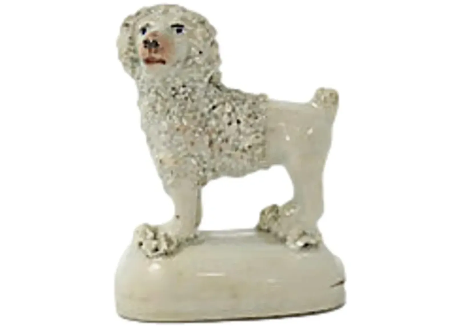 19th-C English Staffordshire Mini Poodle - Rose Victoria - White