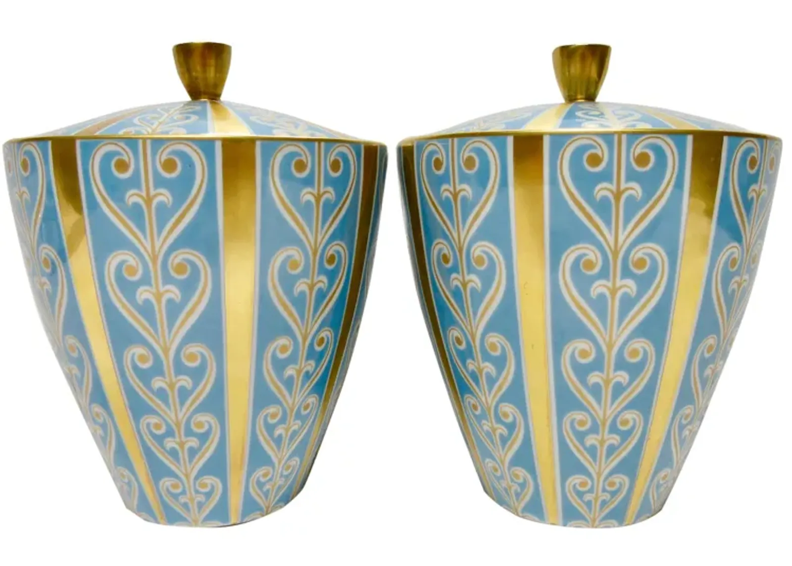 Art Deco Porcelain Canisters - Set of 2 - The Emporium Ltd. - Blue