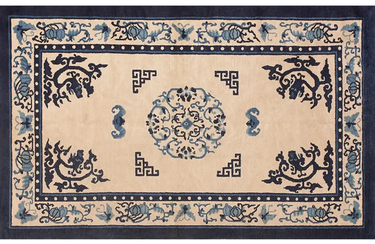 Chinese Peking Rug 4'2" x 6'9" - Beige - Beige