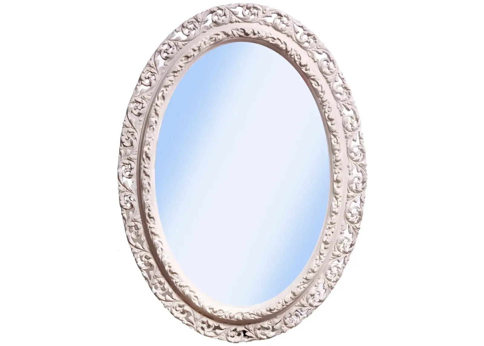 Antique French Revival Oval Mirror - Fleur de Lex Antiques - White