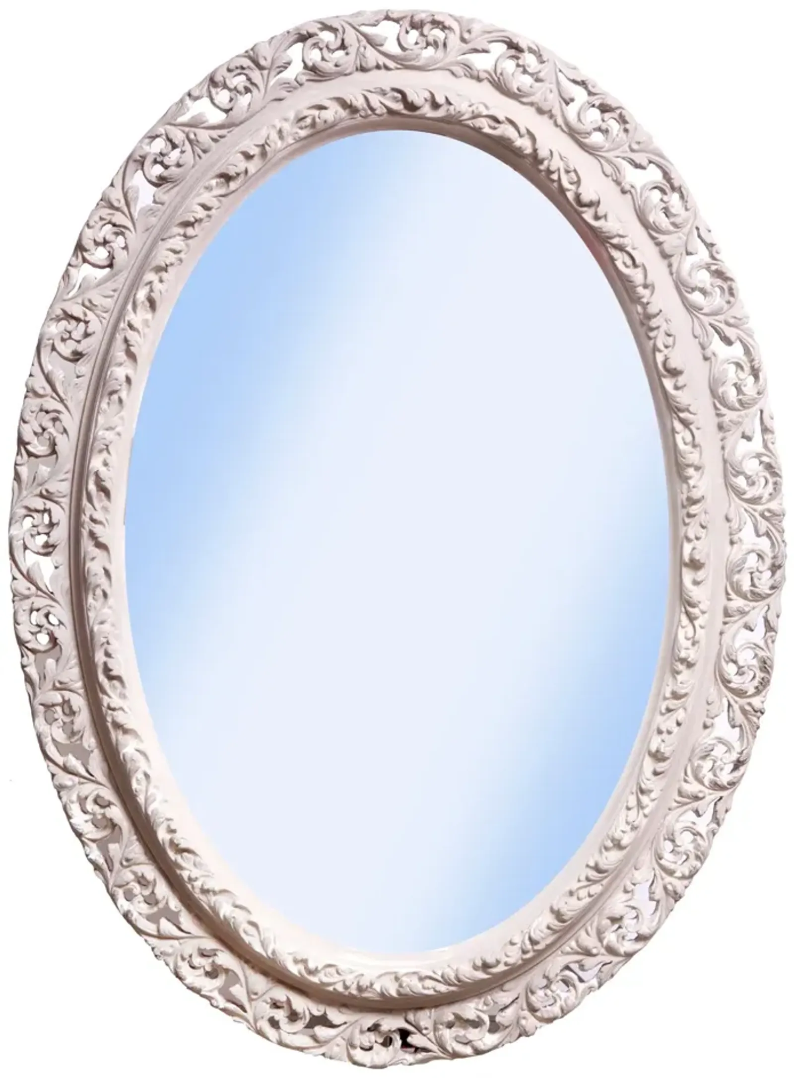 Antique French Revival Oval Mirror - Fleur de Lex Antiques - White