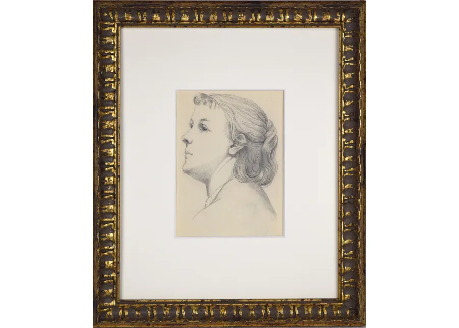 19th Century Graphite Portrait Drawing - Antiquarian Art Company - Beige