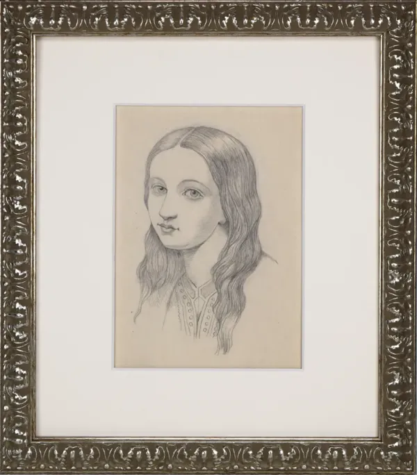 19th Century Graphite Portriat Drawing - Antiquarian Art Company - White