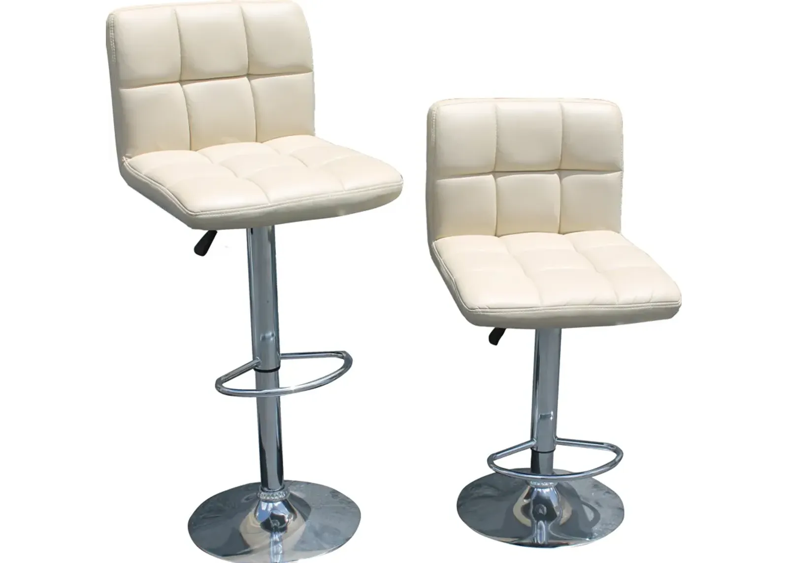 Pr '70's Modern Chrome &White Bar Outdoor Stools - Something Vintage