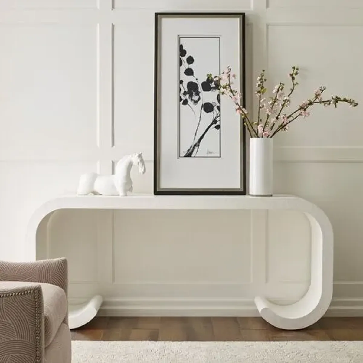 Scroll Console Table - Gesso White - Lauren Liess