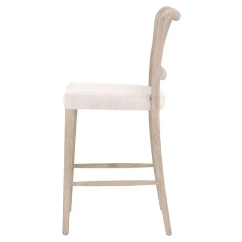 Sullivan Cane Counter Stool - Bisque Linen/Natural Gray