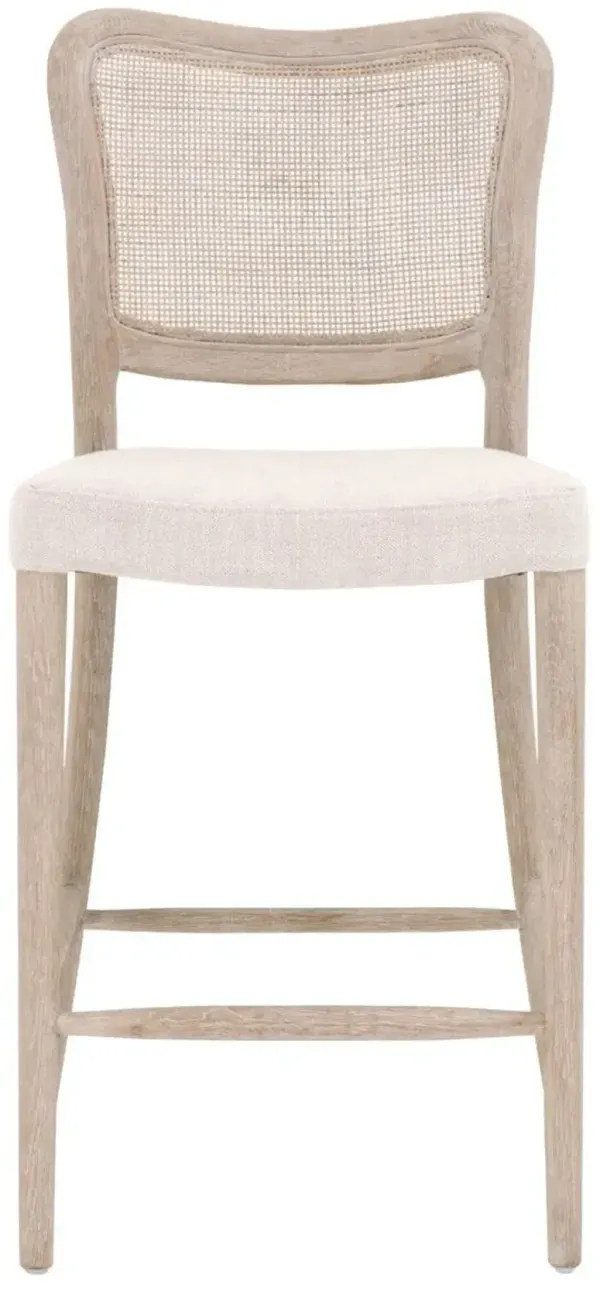 Sullivan Cane Counter Stool - Bisque Linen/Natural Gray